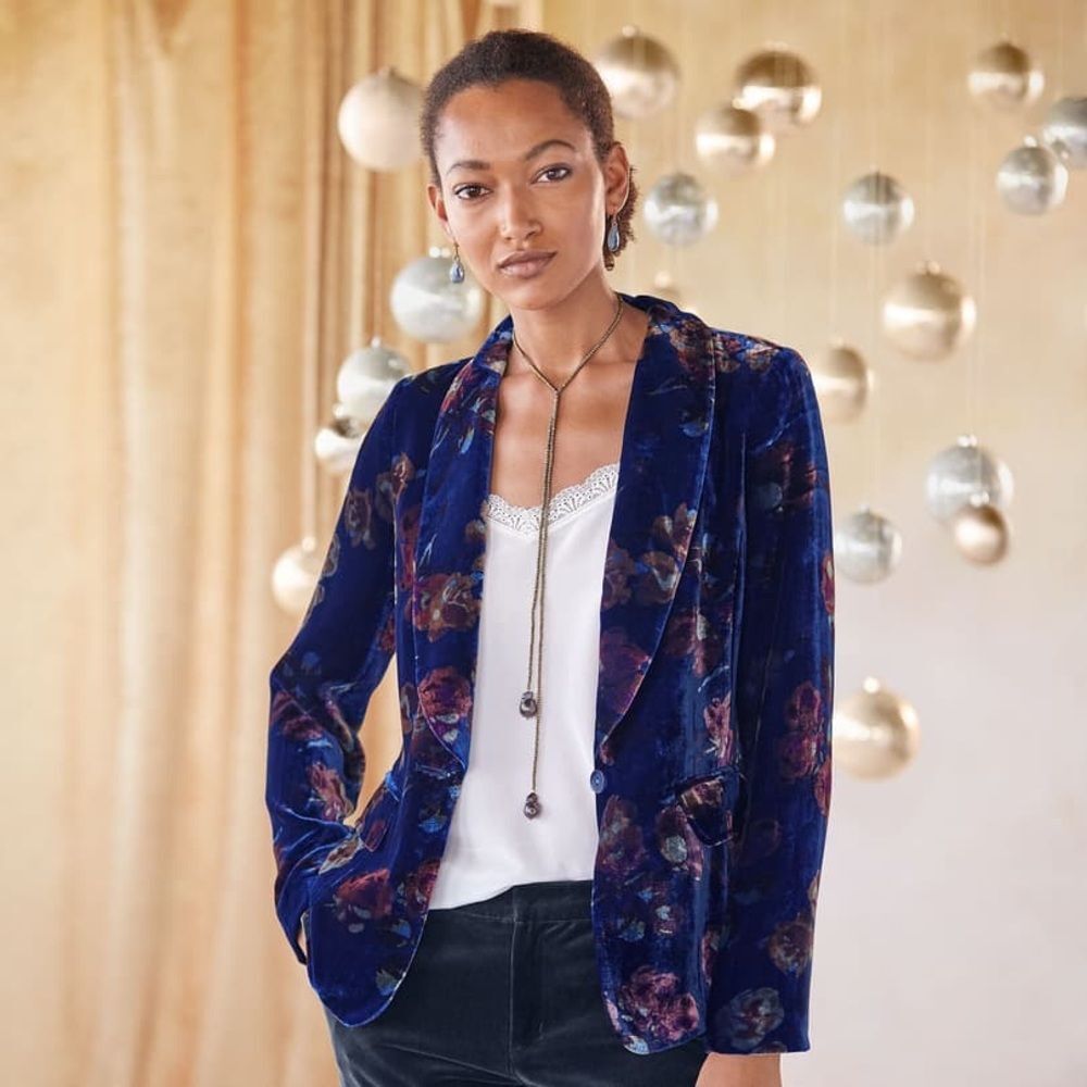 Sundance Rose Garden Velvet Floral Blazer 4 NWOT